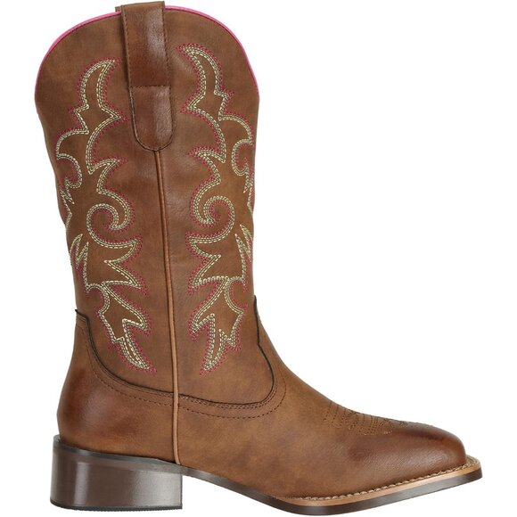 J's.o.l.e Women Brown Cowboy Boot Square Toe Western Cowgirl Fashion Botte - Picture 8 of 8